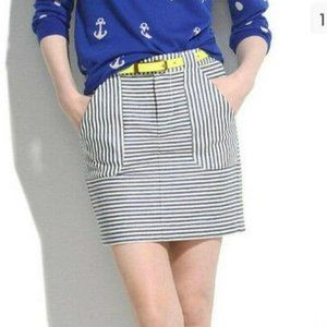 Madewell J Crew Stripe Cotton Blend Mini Pencil Skirt Straight Fit